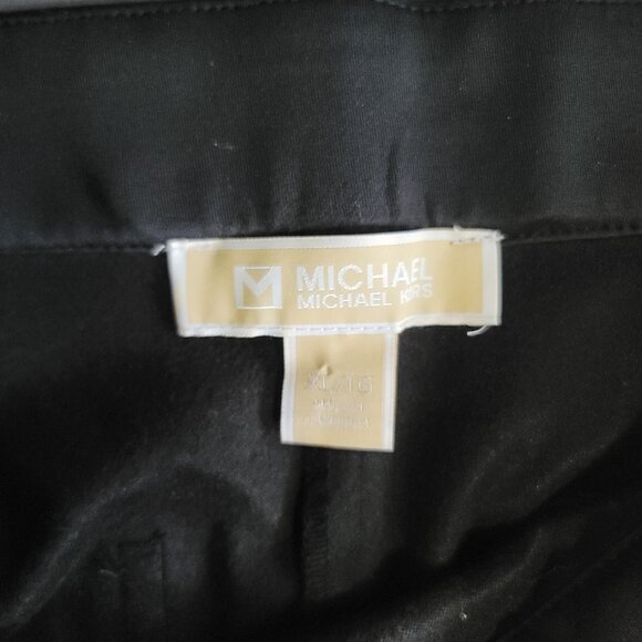 Michael Kors Pants Womens XL Black Pleather Flare Pockets High Waist Stretch - Picture 5 of 13